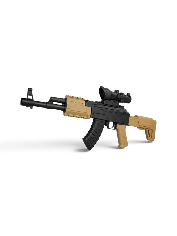 Tactical AK Assault Rifle Toy Gun (50cm) with Scope & Realistic Wood Texture Finish TV5698