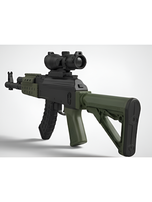 Tactical AK Assault Rifle Toy Gun (50cm) with Scope & Realistic Wood Texture Finish TV5698