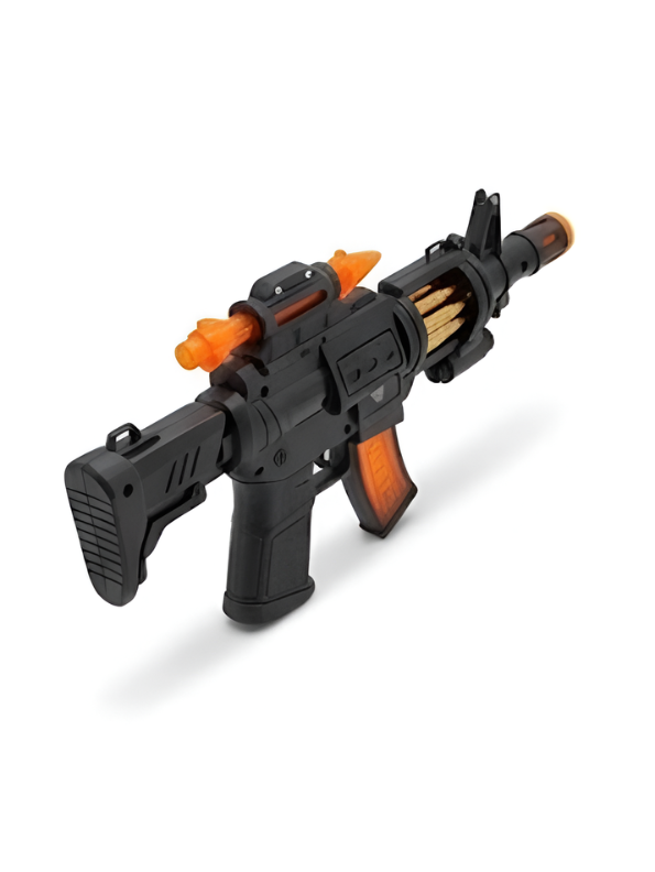 Tactical Light & Sound Combat Rifle Toy – Battery-Operated Toy Machine Gun with Rotating Bullets MD451