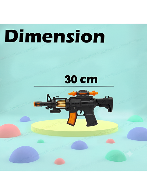 Tactical Light & Sound Combat Rifle Toy – Battery-Operated Toy Machine Gun with Rotating Bullets MD451