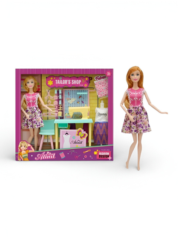 Tailor Shop Fashion Doll Playset – Sewing Machine, Mannequin & Dressmaking Accessories Toy Set NX12468.