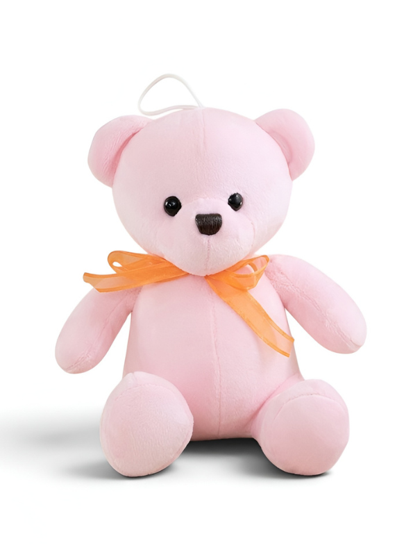 Teddy Bear – Premium Light Pink Stuffed Animal 7-Inch Cuddly Plush with Decorative Orange Ribbon ST14705
