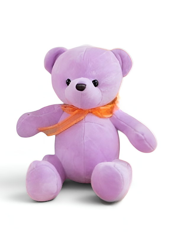 Teddy Bear – Premium Purple Stuffed Animal 7-Inch Cuddly Plush with Decorative Orange Ribbon ST14705