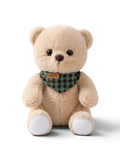 Teddy Bear with Detachable Checkered Bandana –  8-Inch Soft Plush Fluffy Stuffed Animal Toy for Toddlers ST14559