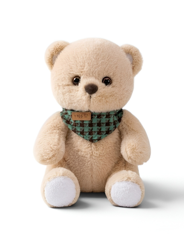 Teddy Bear with Detachable Checkered Bandana –  8-Inch Soft Plush Fluffy Stuffed Animal Toy for Toddlers ST14559