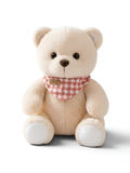 Teddy Bear with Detachable Checkered Bandana –  8-Inch Soft Plush Fluffy Stuffed Animal Toy for Toddlers ST14559
