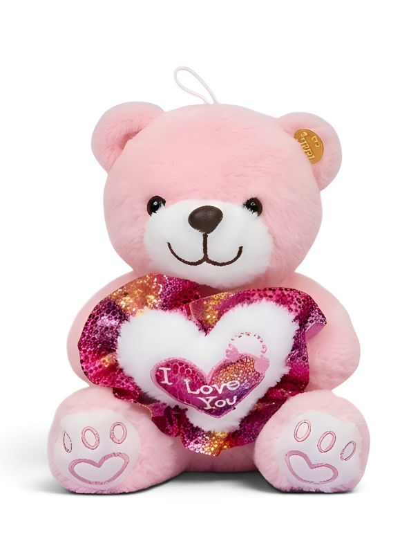 Teddy Bear with Glitter Heart - Soft White Stuffed Animal 8 Inch Perfect Gift for Kids and Toddlers ST16671