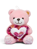 Teddy Bear with Glitter Heart - Soft White Stuffed Animal 8 Inch Perfect Gift for Kids and Toddlers ST16671