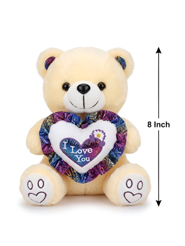 Teddy Bear with Glitter Heart - Soft White Stuffed Animal 8 Inch Perfect Gift for Kids and Toddlers ST16671