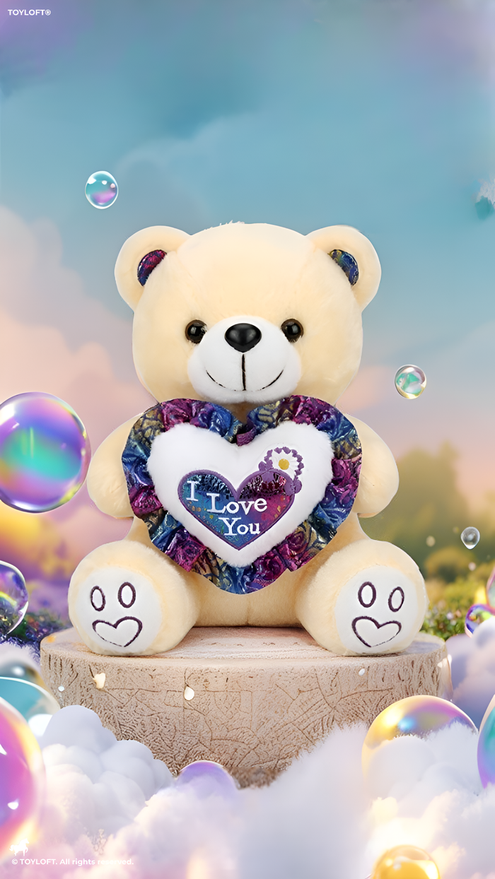 Teddy Bear with Glitter Heart - Soft White Stuffed Animal 8 Inch Perfect Gift for Kids and Toddlers ST16671