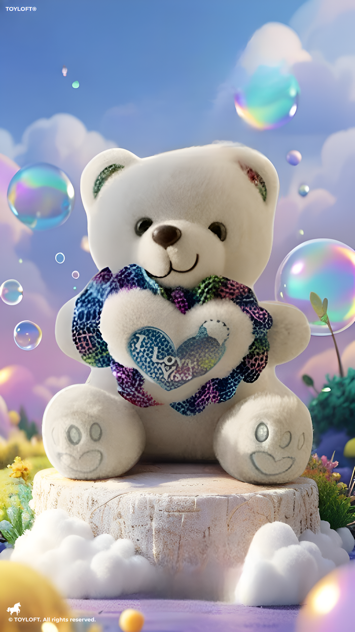 Teddy Bear with Glitter Heart - Soft White Stuffed Animal 8 Inch Perfect Gift for Kids and Toddlers ST16671