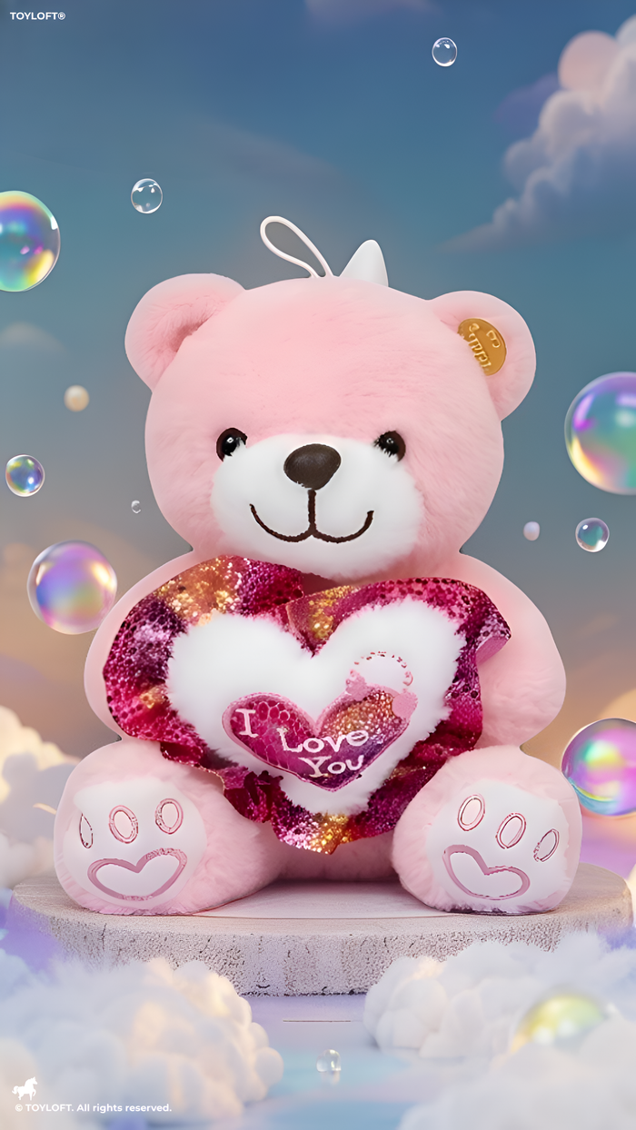 Teddy Bear with Glitter Heart - Soft White Stuffed Animal 8 Inch Perfect Gift for Kids and Toddlers ST16671