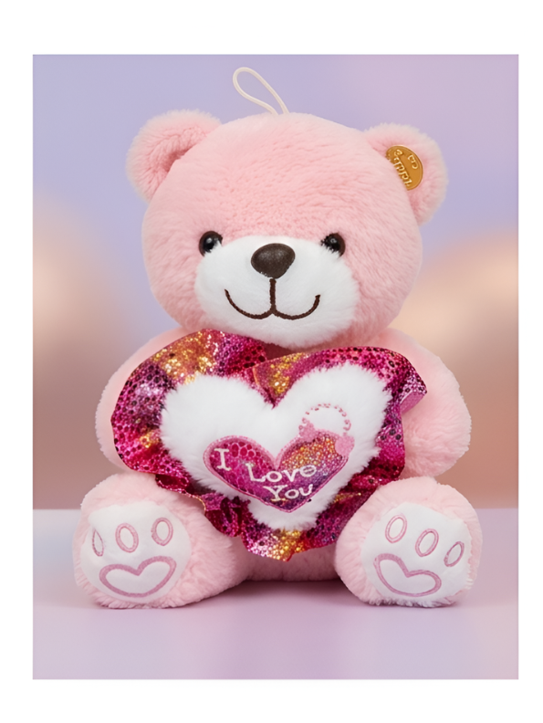 Teddy Bear with Glitter Heart - Soft White Stuffed Animal 8 Inch Perfect Gift for Kids and Toddlers ST16671