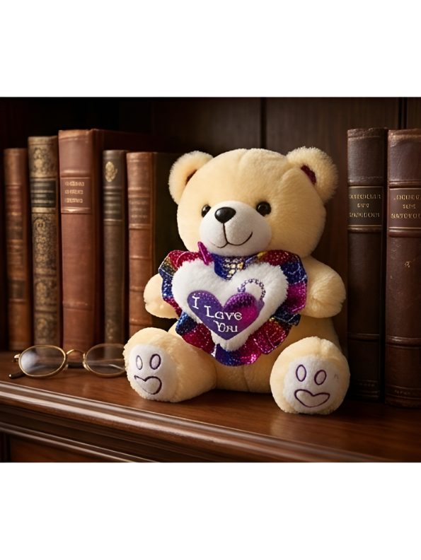 Teddy Bear with Glitter Heart - Soft White Stuffed Animal 8 Inch Perfect Gift for Kids and Toddlers ST16671
