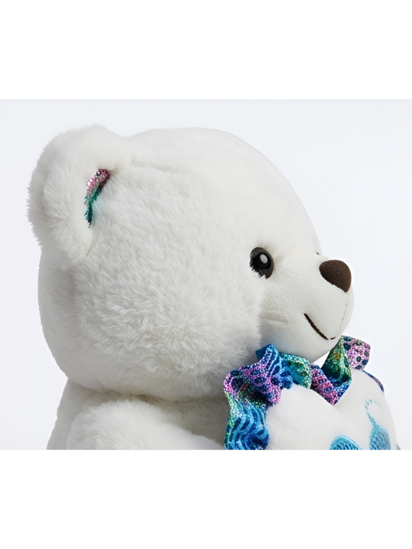 Teddy Bear with Glitter Heart - Soft White Stuffed Animal 8 Inch Perfect Gift for Kids and Toddlers ST16671