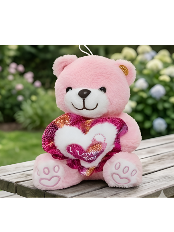 Teddy Bear with Glitter Heart - Soft White Stuffed Animal 8 Inch Perfect Gift for Kids and Toddlers ST16671
