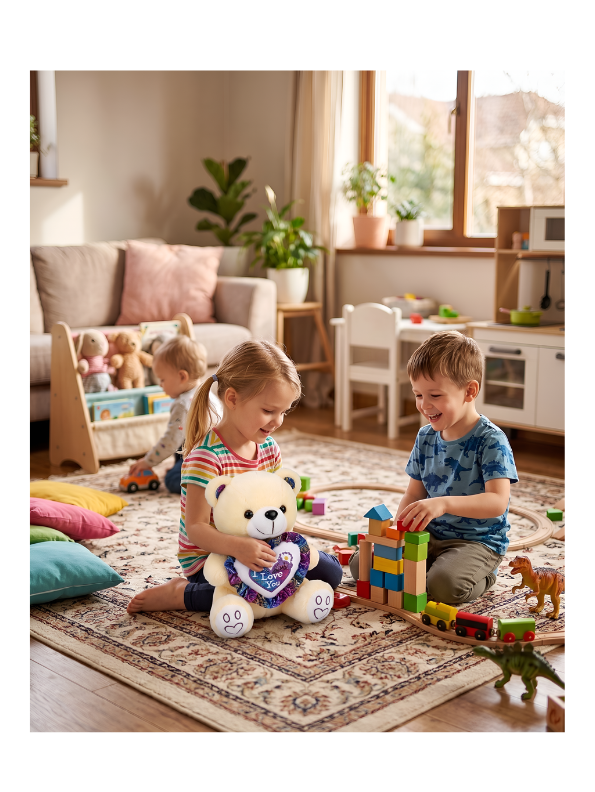 Teddy Bear with Glitter Heart - Soft White Stuffed Animal 8 Inch Perfect Gift for Kids and Toddlers ST16671