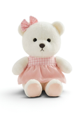 Teddy Bear with Pink Gingham Dress – 8-Inch White Plush Soft Stuffed Animal Toy for Toddlers, Kids ST11121