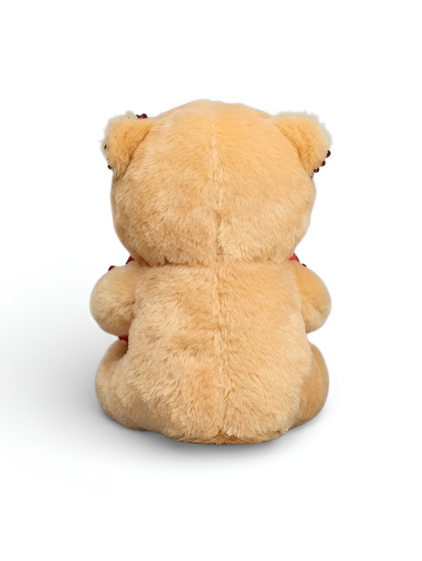 Teddy Bear with Red Sequin Ears and Heart – Soft Plush Toy Brown ST16175.