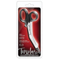 Packaged Temptasia bondage safety scissors with red background and white text.