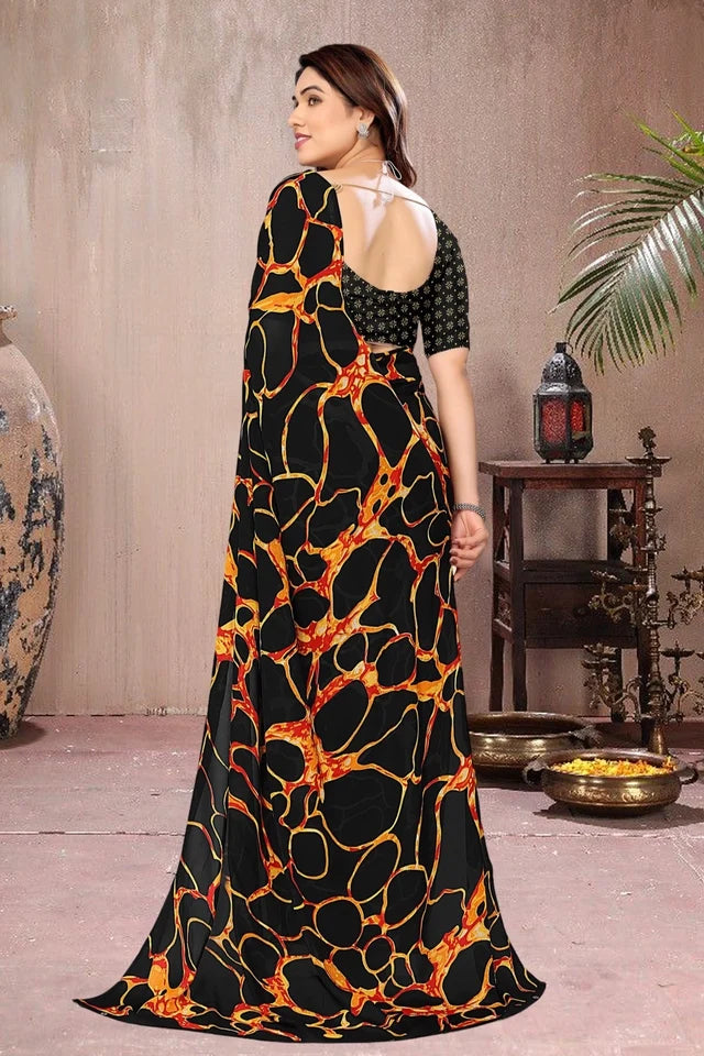 Tie and Dye Poly Georgette Leheriya Saree