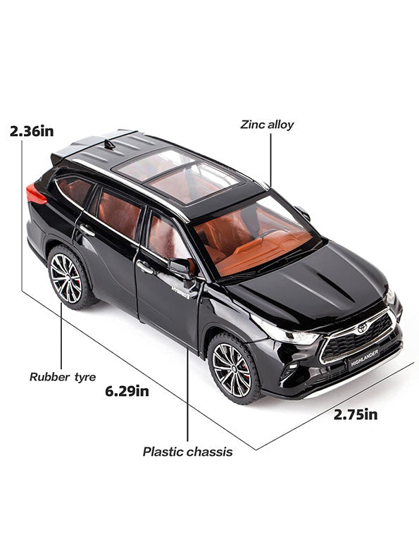 Toyota Highlander Model Metal Diecast Car 1:24 Scale - Black (TV-S-24) - Toyloft