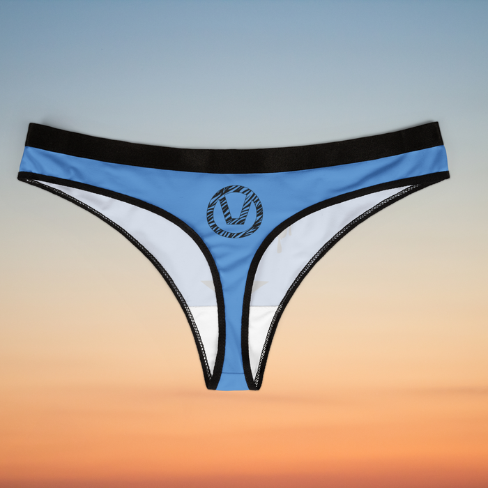 Trendy Women's Thongs - Stylish Blue Underwear with Graphic Designs