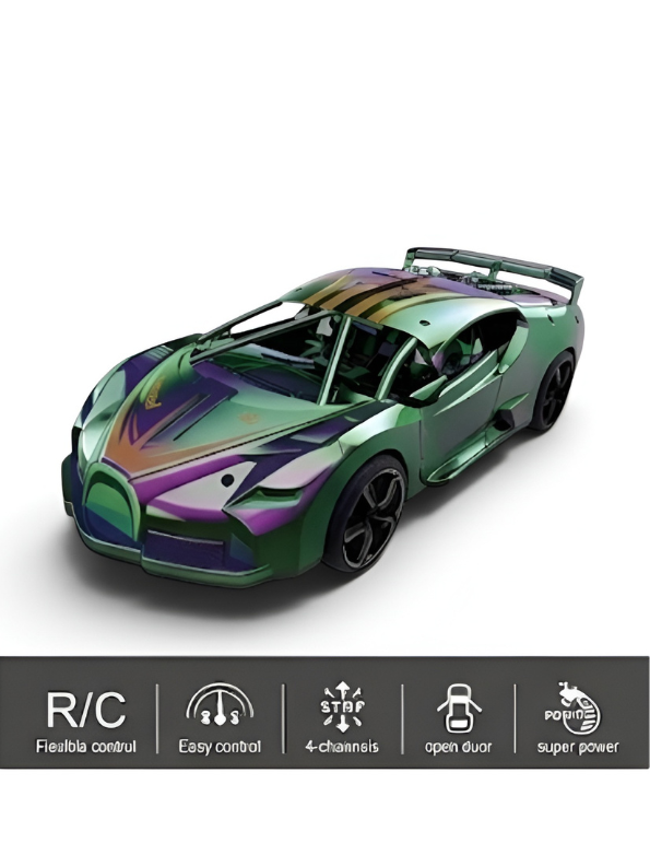 Turbo 4-Channel Remote Control Car Rechargeable RC Supercar Toy with Openable Doors TV7255.