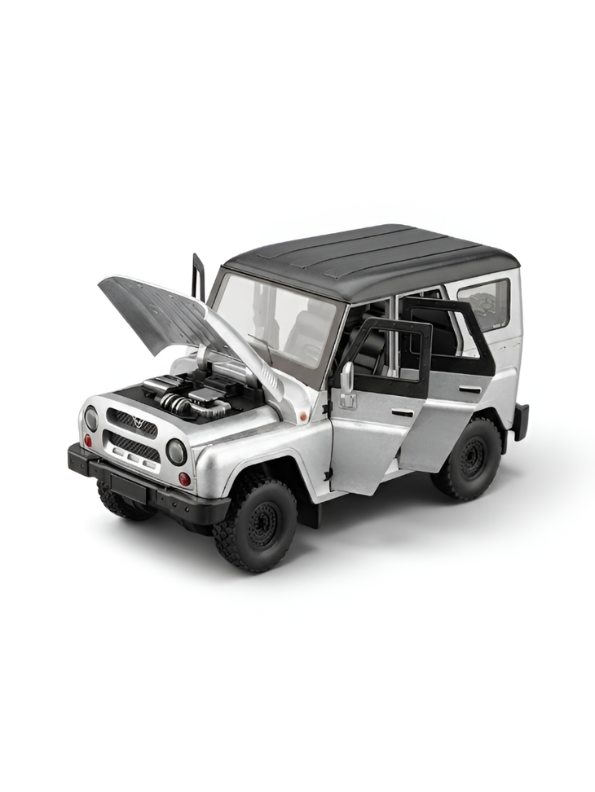 UAZ Hunter Diecast Alloy Metal Model Car SUV – 1:18 Scale Interactive Features with Lights & Sound, Opening Doors & Hood, Black TV6153