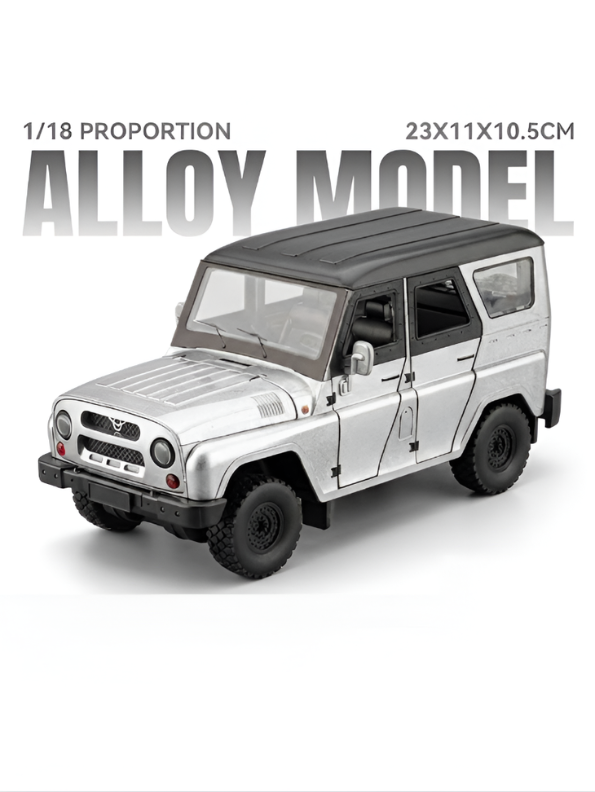 UAZ Hunter Diecast Alloy Metal Model Car SUV – 1:18 Scale Interactive Features with Lights & Sound, Opening Doors & Hood, Black TV6153