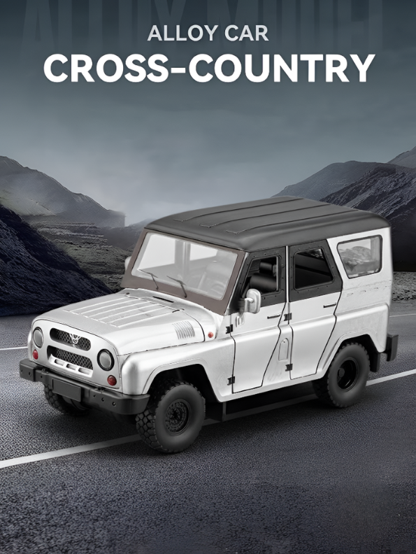 UAZ Hunter Diecast Alloy Metal Model Car SUV – 1:18 Scale Interactive Features with Lights & Sound, Opening Doors & Hood, Black TV6153
