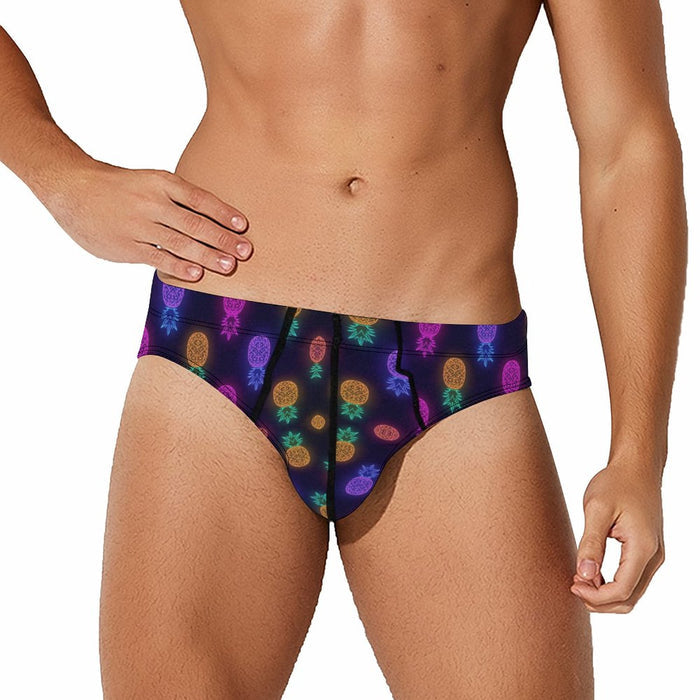 Upside Down Pineapple Neon Silk Men’s Brief Underwear