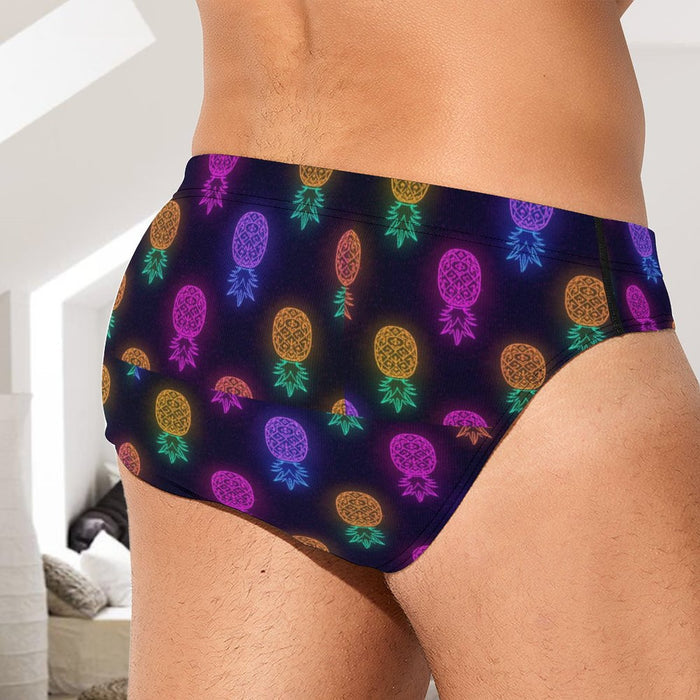 Upside Down Pineapple Neon Silk Men’s Brief Underwear