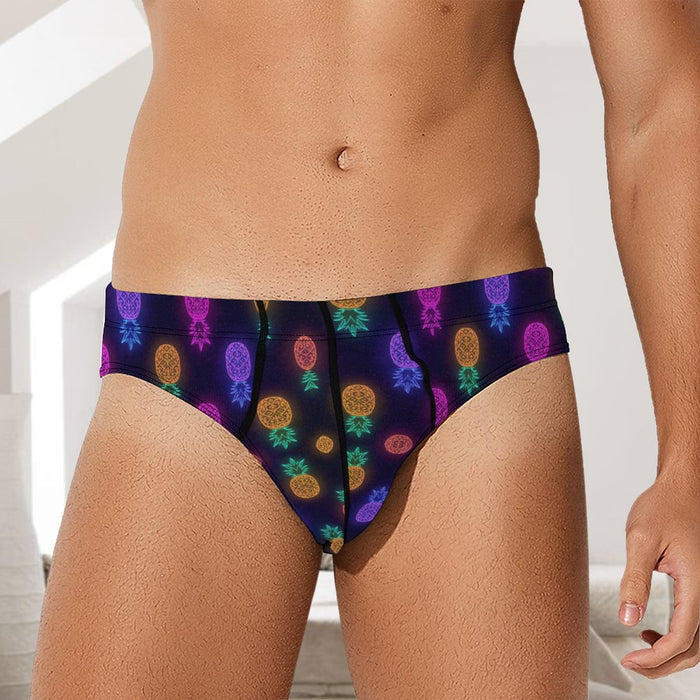 Upside Down Pineapple Neon Silk Men’s Brief Underwear