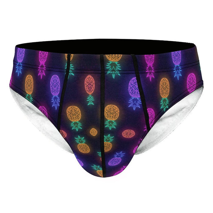 Upside Down Pineapple Neon Silk Men’s Brief Underwear