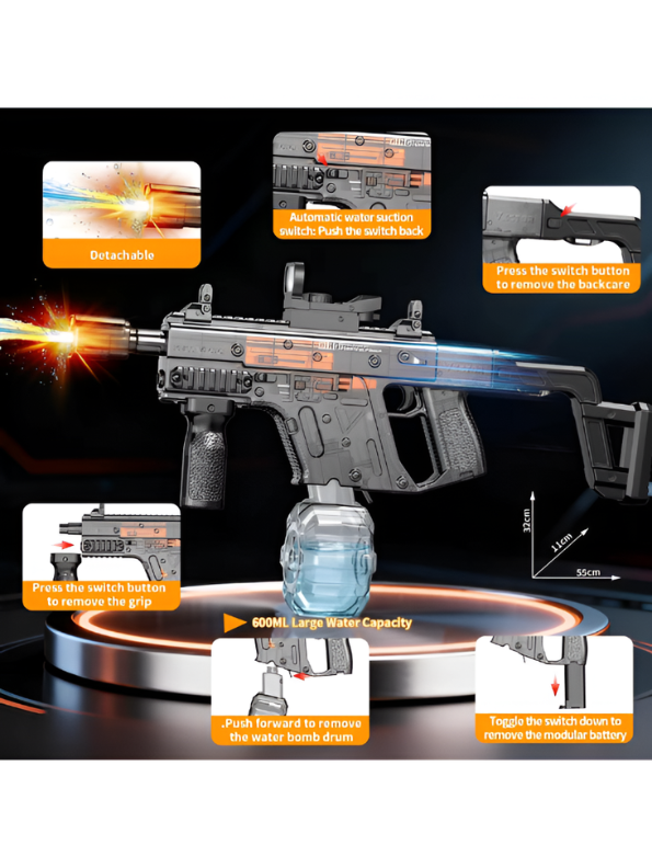 Vector Electric Automatic Water Blaster Gun Toy for Kids & Adults | Rechargeable High Pressure Water Shooter LMI16801
