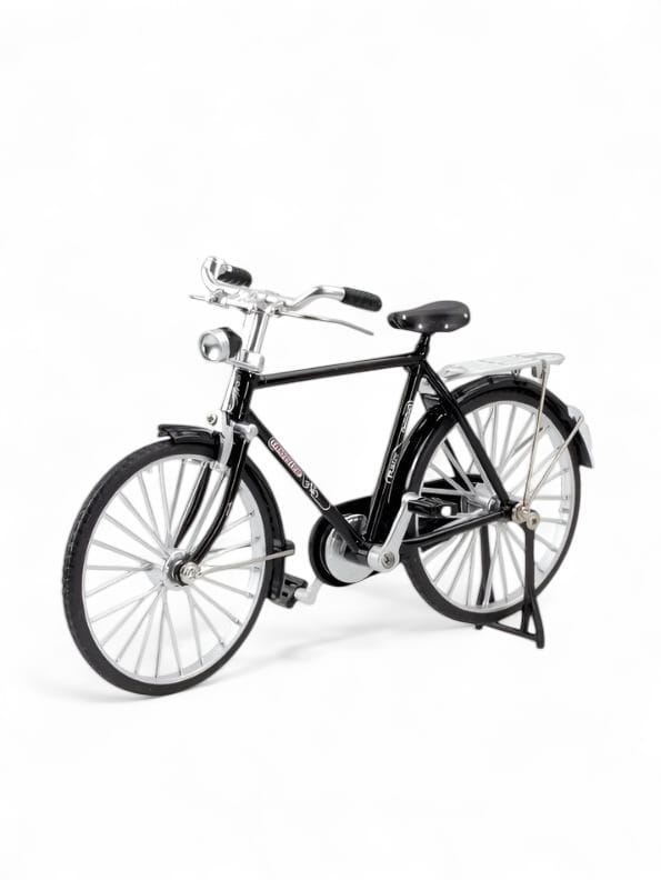 Vintage Miniature Metal Bicycle Model – Diecast Retro Bike Decor with Rotatable Wheels for Home & Office LMI13825