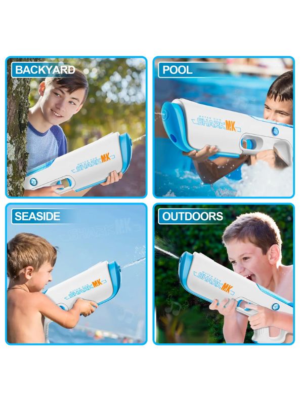 White - AquaPulse X1 Automatic Filling Water Gun Pichkari – Rechargeable High-Pressure Pulse Water Blaster for Adults