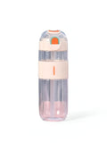 White - HydroMate - 580ml Plastic Water Bottle with Push-Button Sipper and Straw NOV5267.