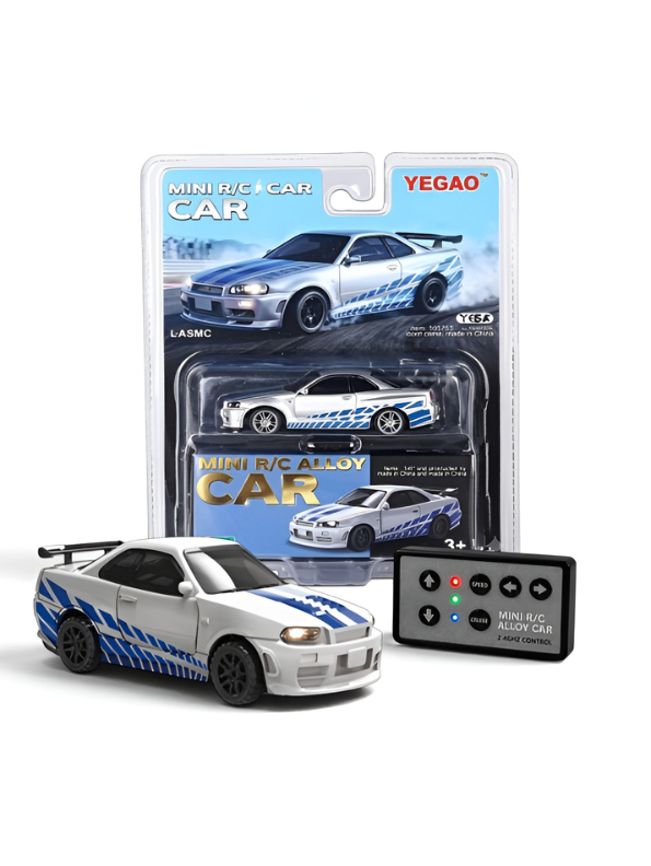 White Nissan Mini Alloy RC Drift Car - 2.4GHz High-Speed Rechargeable Remote Control Street Racing Toy MD588