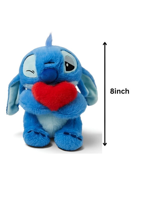 Winking Stitch Plush Toy Holding Red Heart –  8-Inch Cute Soft Stuffed Animal ST15960