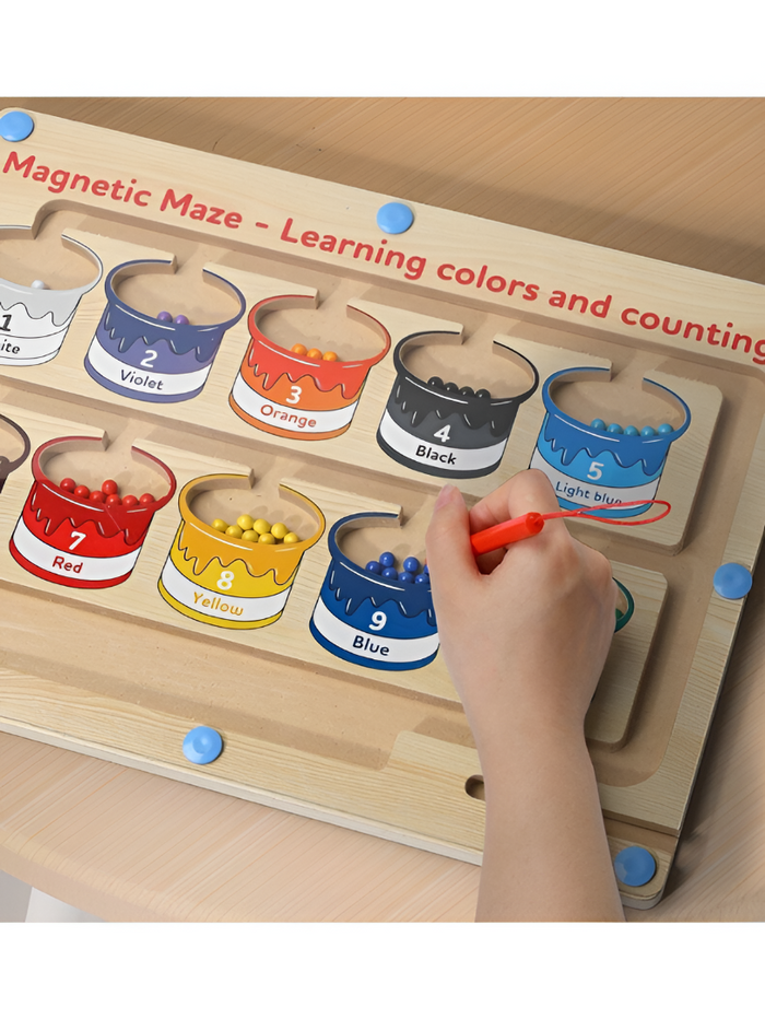 Wooden Magnetic Color and Number Matching Maze Puzzle Board MD658