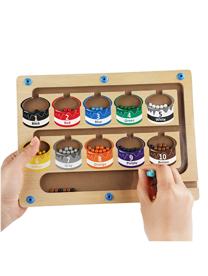 Wooden Magnetic Color and Number Matching Maze Puzzle Board MD658
