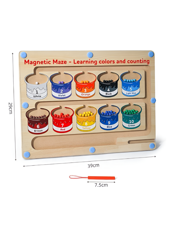 Wooden Magnetic Color and Number Matching Maze Puzzle Board MD658