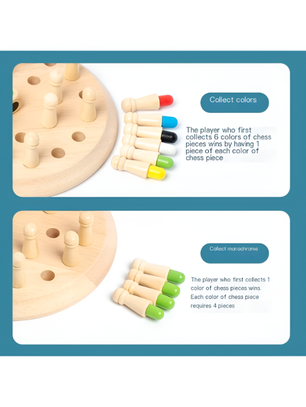 Wooden Memory Chess Board Game | Montessori Color Recognition Toy for Toddlers MD489