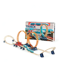 Wooden & Plastic Track Train Set with Two Vertical Loops | Loop-the-Loop Rollercoaster Train Toy TV1122