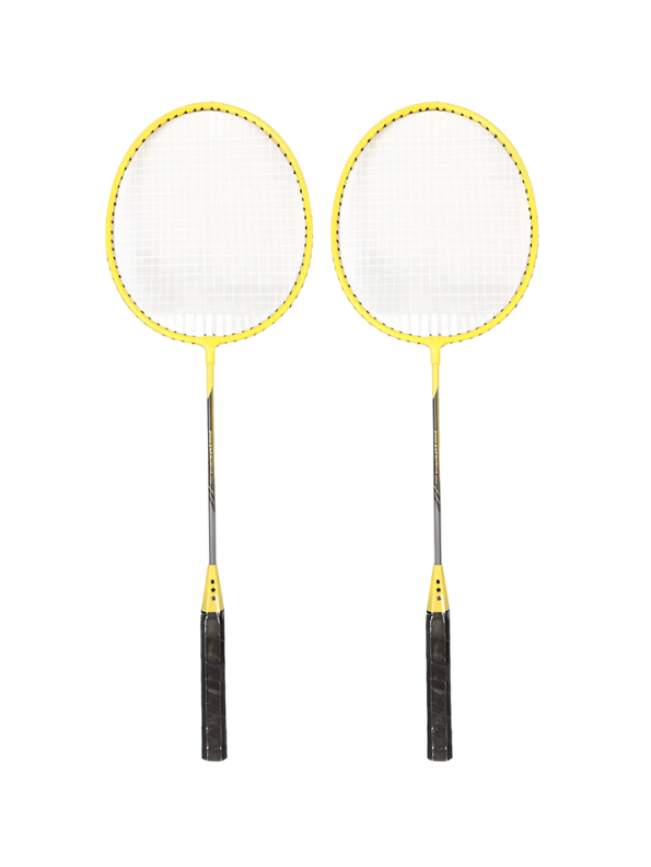 Yellow 2-Piece Badminton Racket Set, High-Performance T-Joint Frame, Shock-Absorbing Comfort Handle, Includes Durable Racket Bag LMI1322