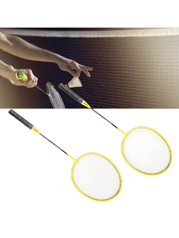 Yellow 2-Piece Badminton Racket Set, High-Performance T-Joint Frame, Shock-Absorbing Comfort Handle, Includes Durable Racket Bag LMI1322