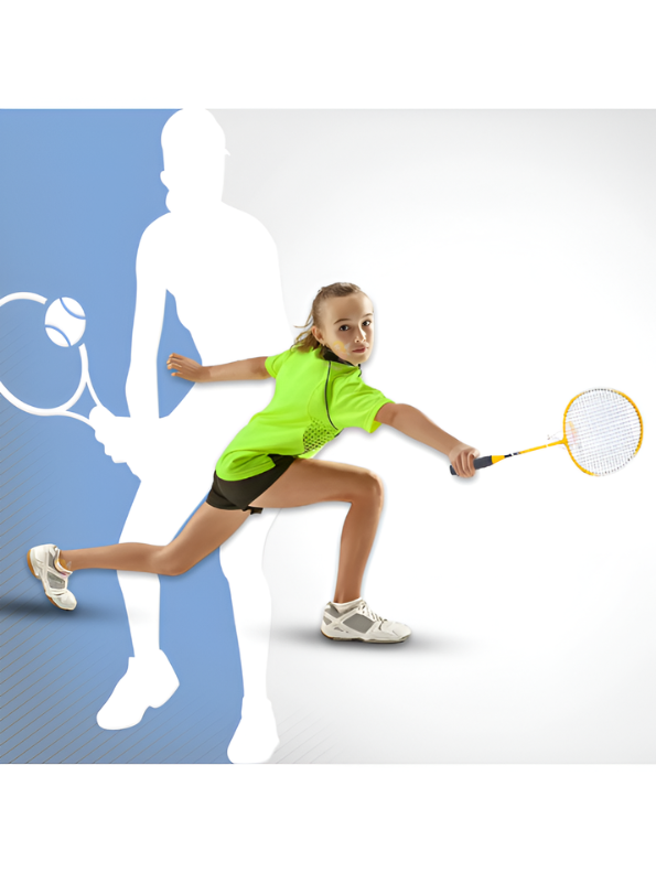 Yellow 2-Piece Badminton Racket Set, High-Performance T-Joint Frame, Shock-Absorbing Comfort Handle, Includes Durable Racket Bag LMI1322