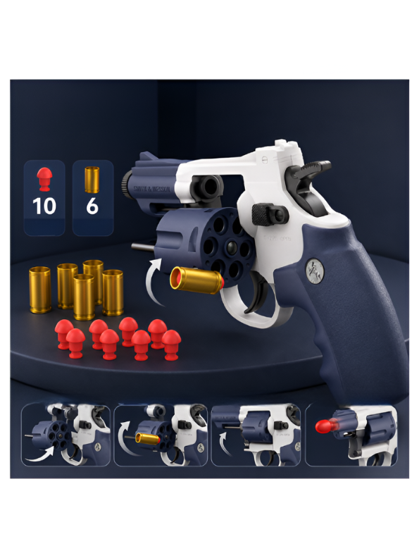 ZP5 Snub Nose Revolver Toy Gun – Realistic Rotating Cylinder Soft Bullet Blaster MD645.